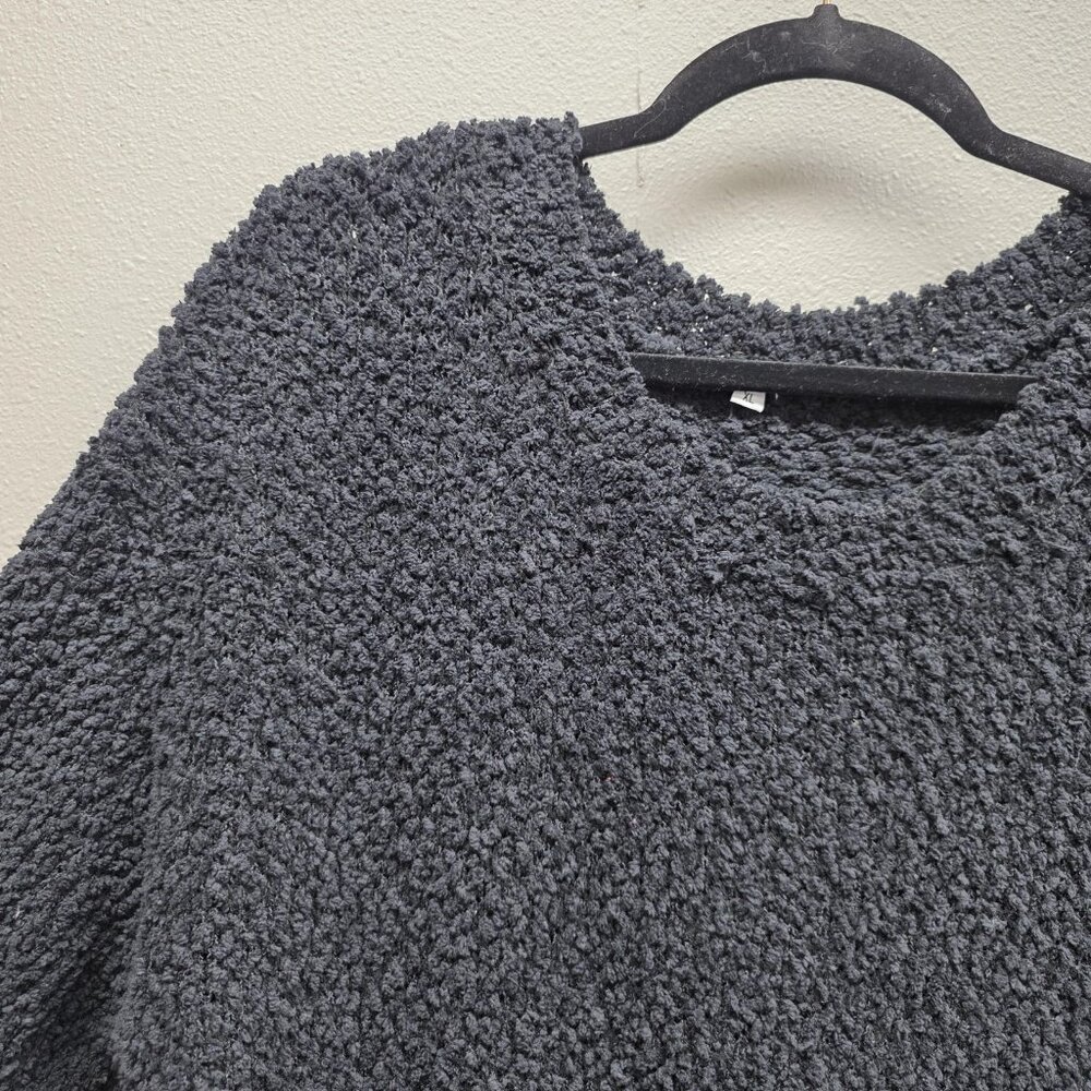 Boucle Sherpa Pullover Sweater Womens XL Charcoal Gray Textured Tunic Cozy - Picture 2 of 10